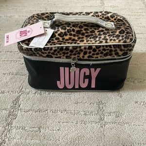 Juicy by juicy couture cosmetic bag black leather with valves leopards top